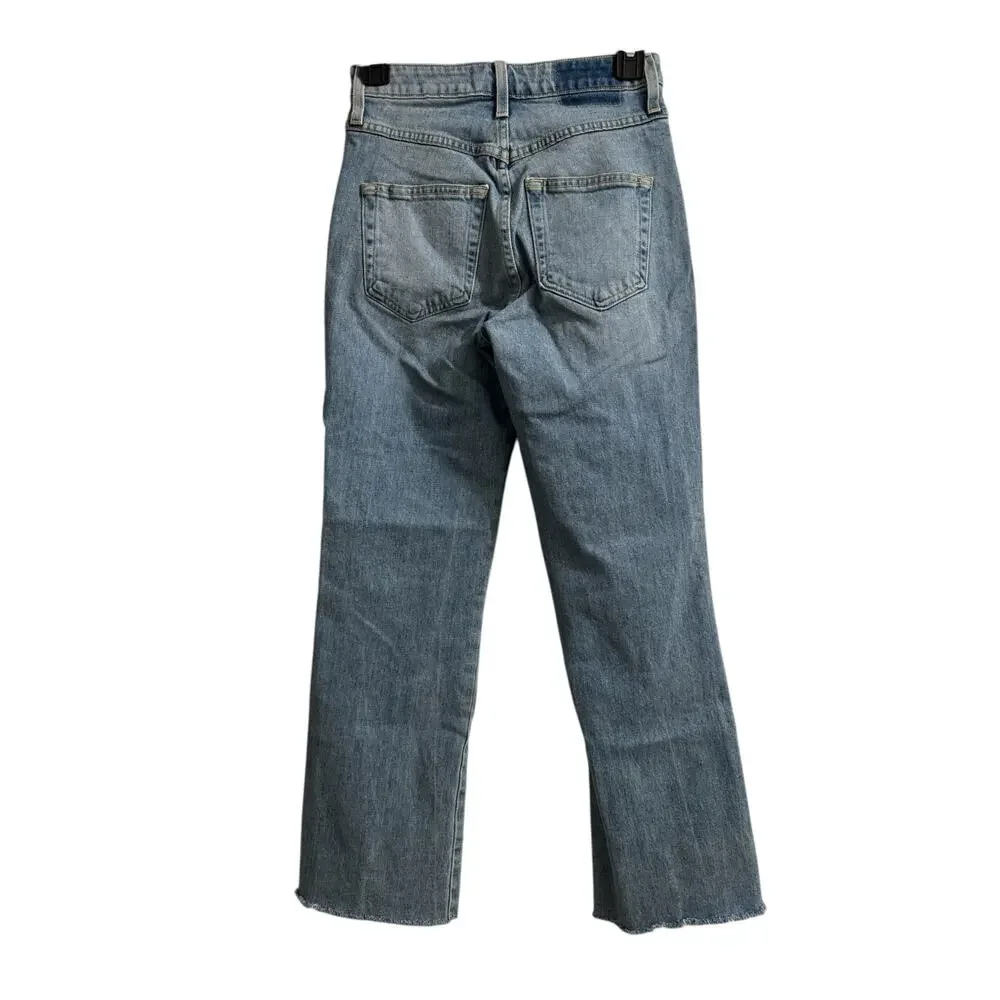 Amo High Rise Kick Crop Jeans Sz 25 Topanga Wash Chic Trendy Light Wash Flare - Picture 8 of 9